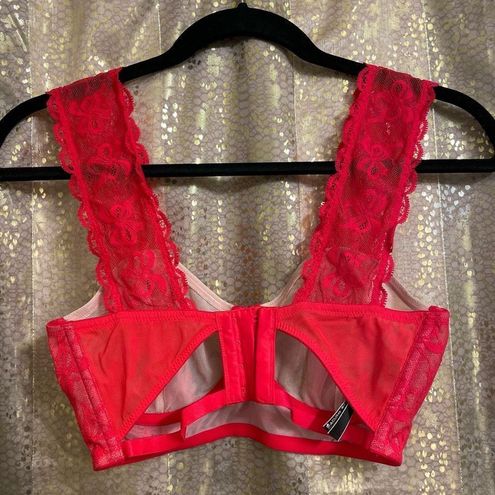 Victoria's Secret Red lace Very Sexy Balconette Unlined Mesh Bra