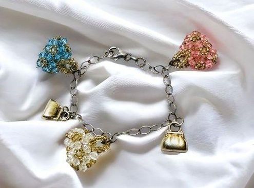 Sterling Silver Vintage Crystal Bag Charm Bracelet - $79 - From My