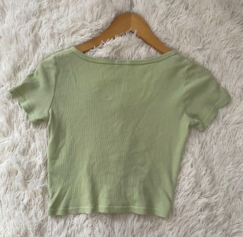 Brandy Melville Sage Green Ribbed Zelly Top One Size