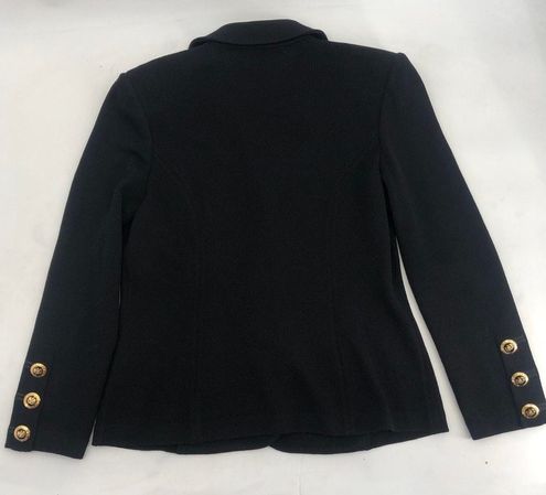 St. John Basics Santana Knit Blazer Jacket Black Size 10 - $104