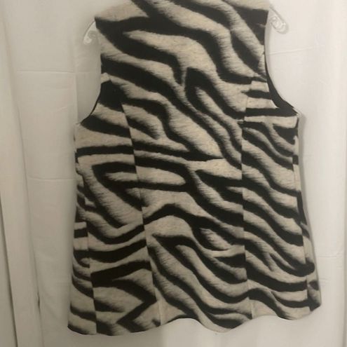 Women's Chico's wool blend zebra print open front vest size extra