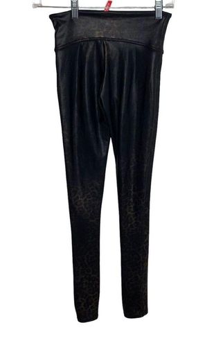 Spanx Faux Leather Metallic Leopard Cheetah Leggings Stretch Womens Small -  $27 - From Hannah