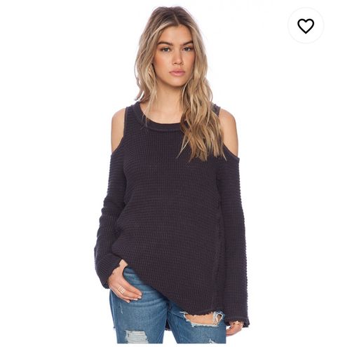 Distressed Cold Shoulder Sweater Gray 