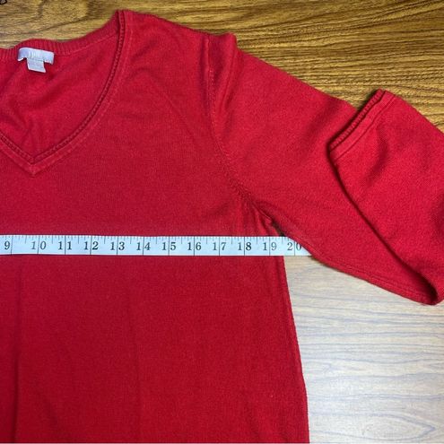 J.Jill V-Neck Sweater Womens Large Bright Red Soft Stretchy - $25