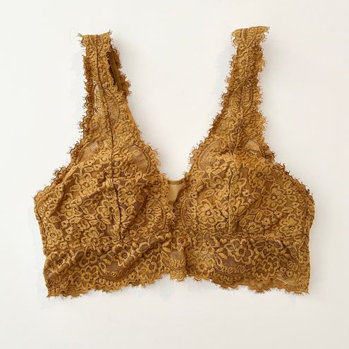 Aerie Eyelash Lace Plunge Bralette Honey Color Size Small - $38