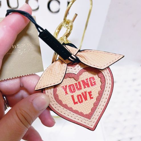 Burberry Authentic Young Love Leather Heart Bag Charm / Keychain - $218 New  With Tags - From SAMANTHA