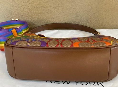 Coach CA176 Teri Shoulder Bag In Rainbow Signature Canvas In Gold/Khaki  Multi 