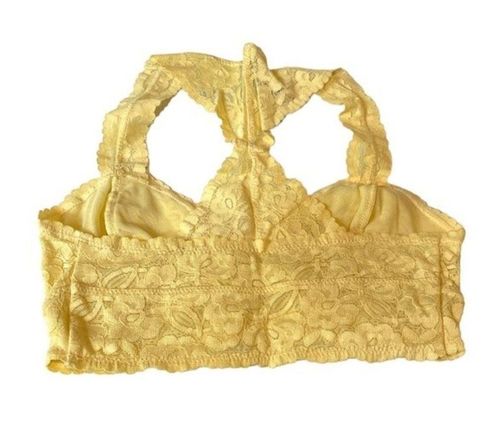 Free People NEW Womens Small Yellow Galloon Lace Racerback Bralette  ob590924