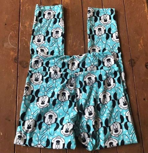 LuLaRoe Disney MINNIE Mouse Face AQUA BLUE Polka Dots Leggings Size  undefined - $24 - From M