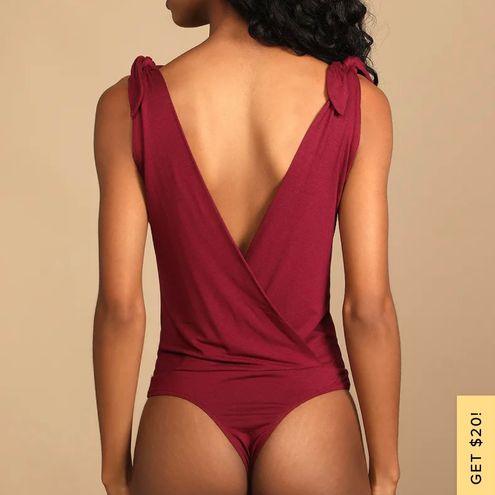 Lulus Me, Myself, and Tie Burgundy Tie Strap Bodysuit Red - $16 (42% Off  Retail) New With Tags - From Krystal