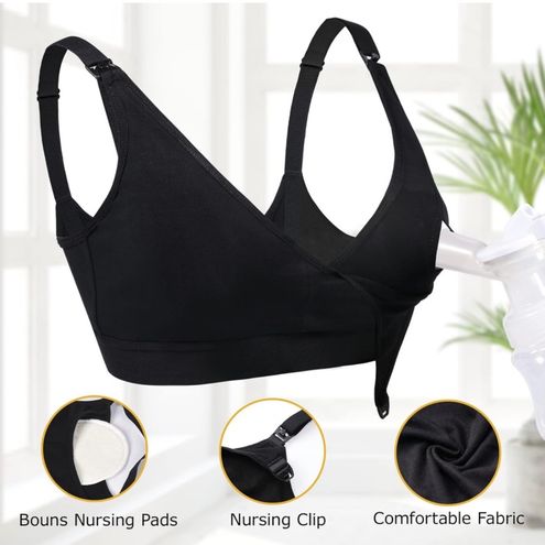 Momcozy Hands Free Pumping & Nursing Bra All in One with Pads Black Medium  Size undefined - $23 - From Meagan