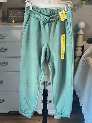 Puma Sweatpants Cotton Sage Green Drawstring Elastic Womens Small