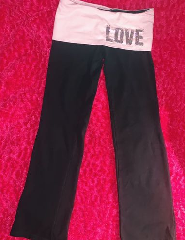 PINK - Victoria's Secret Love Pink Sequin Yoga Pants (SHORT LENGTH) Black -  $26 (35% Off Retail) - From Valerie