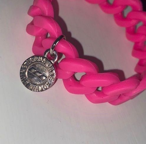 Lorna Jane Active Living Pink Rubber Chain Bracelet Signed