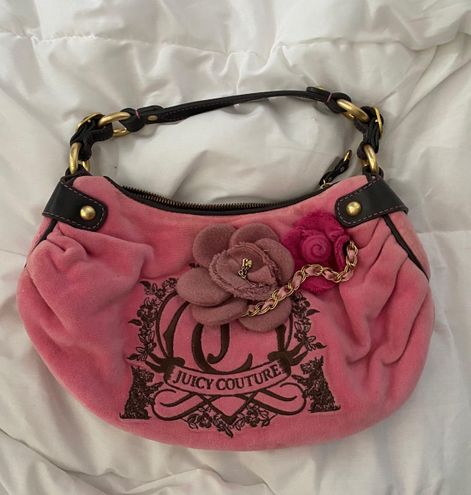JUICY COUTURE PINK Velvet & Brown Leather Trim Handbag/Hobo- $20.97 -  PicClick