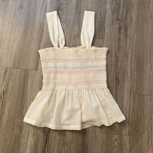 Texture & Thread Rainbow Smocked Peplum Tank Top