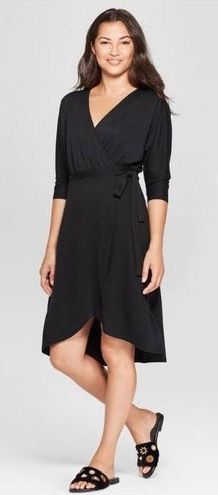 A New Day Black Wrap Dress Size M - $20 ...