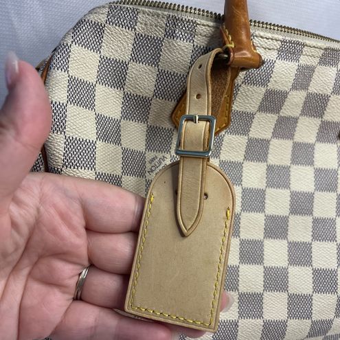 Louis Vuitton Authentic Large Leather Luggage Tag- LIGHT Patina, Purse  Charm - $92 - From Olivia