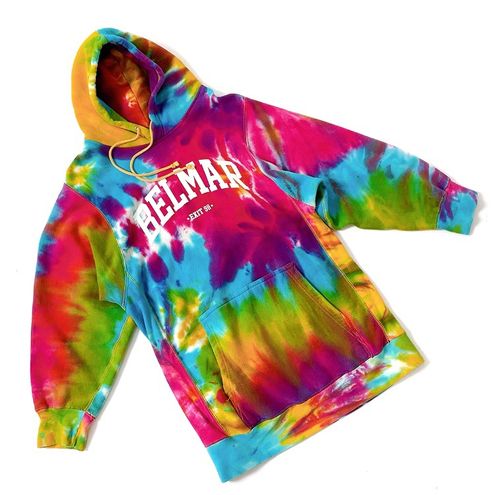 Berkeley State Bear and Star Youth Tie Dye Hoodie Sweatshirt in Rainbow | Size Large by MV Sports