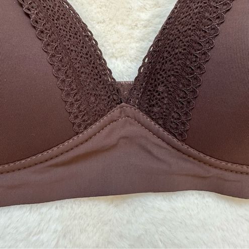 Lucky Brand Bra Lace Trimmed Wireless Bra Brown Size 36B - $11