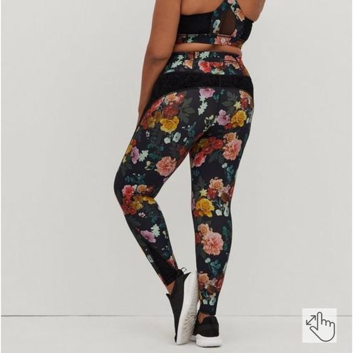 Torrid Active Floral Performance Core Mixed Media Active Leggings