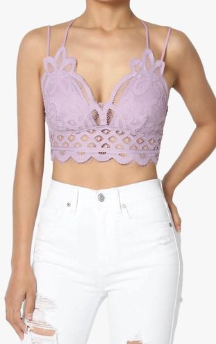 Free People Fp One Adella Bralette Lace Criss Cross Smocked Crop