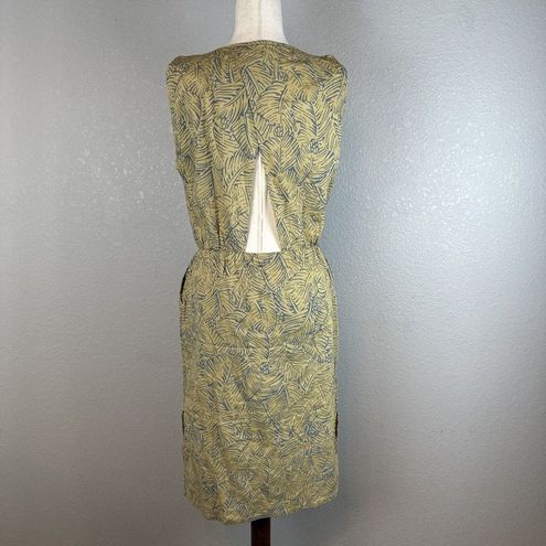 prAna Womens Sleeveless Ecotropics Dress M Medium Tan Blue Floral Organic  Cotton - $70 New With Tags - From Htown