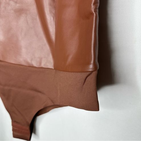 Vegan Leather High Neck Shapewear Bodysuit