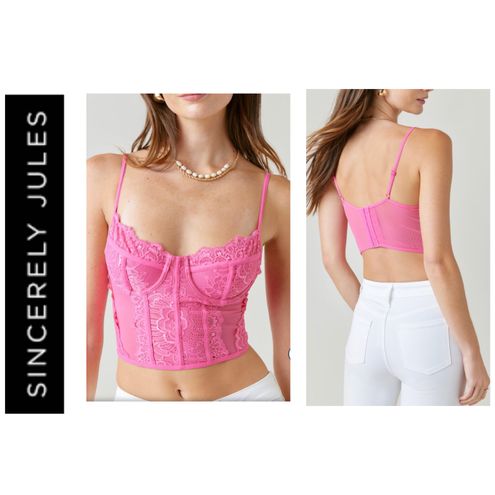 Sincerely Jules Bustier Corset Top, Women's Size L, Pink NEW MSRP