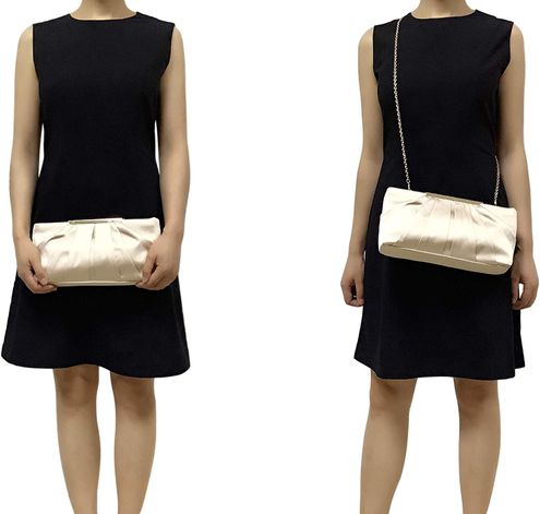 CHARMING TAILOR Clutch Evening Bag Elegant Pleated Satin Formal Handbag  Simple Classy Purse for Women