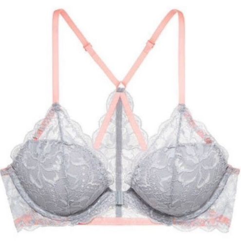 Victoria's Secret PINK Ultimate Racerback Push-Up Bra Grey ($52) ❤ liked on  Polyvore featuring …