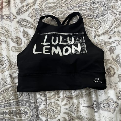 Lululemon Ed Curtis High Neck Energy Sport Bra Size 6 Black - $46