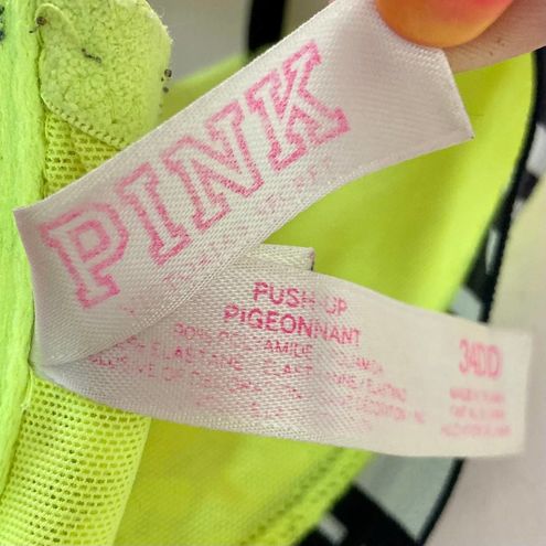 PINK - Victoria's Secret Victoria's Secret PINK push-up bra 36D Pigeonnant  neon yellow lace racerback Size undefined - $32 - From Kimberly