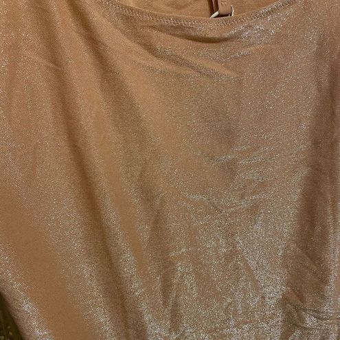 SKIMS Shimmer Glitter Nude Ochre Cami Thong Bodysuit, 3X NWT Size