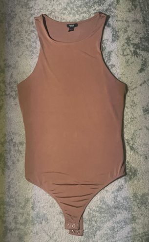 EXPRESS Body Contour High Neck Bodysuit Tan - $18 (47% Off Retail