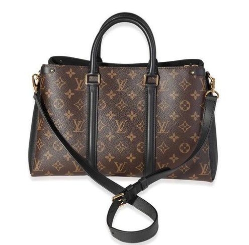 Louis Vuitton Soufflot MM Satchel Brown Monogram Black Noir Shoulder Handbag