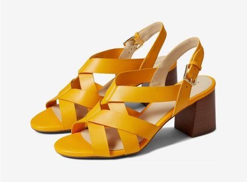 Cole Haan Jamie Sandal Block Heel Radiant Yellow Size 8 - $62