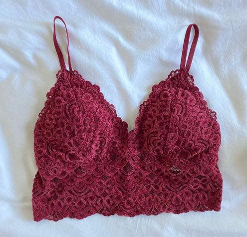 Hollister Gilly Hicks Red Chenille Lace Longline Bralette