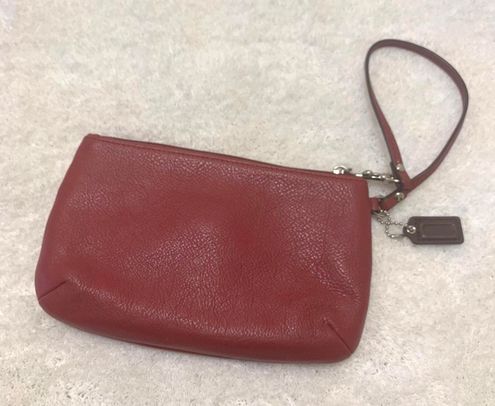 Coach Leather Top Turnlock Wristlet/Clutch/Purse — Red