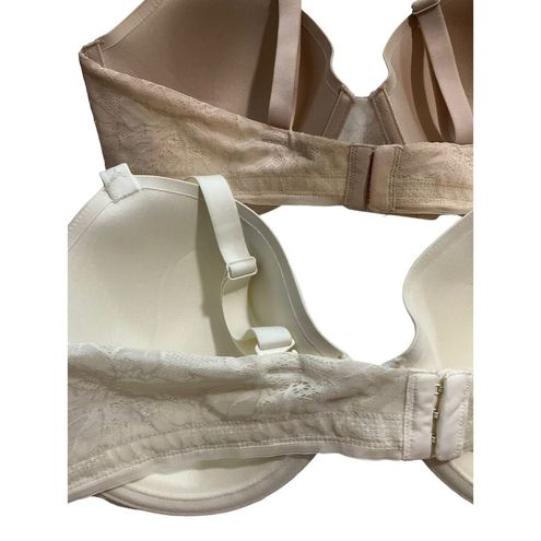 Maidenform Lot of 2 Size 38C Laced Seamless Bra White, Beige (10G-7) - $14  - From Bal