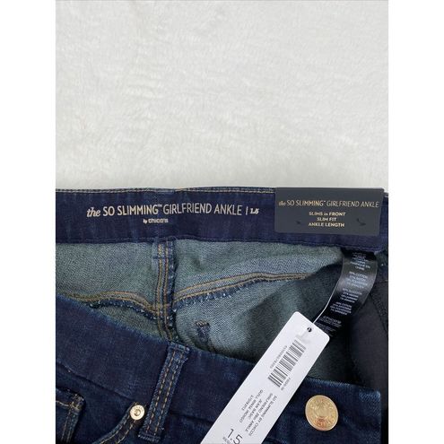 Chico's Women's Size 1.5 So Slimming Girlfriend Ankle Jeans $99 Dark Wash  Denim Blue - $75 New With Tags - From Misty