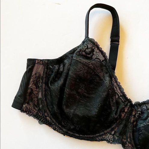 Cacique Unlined Full Coverage Black Lace Bra 50C Plus Curvy