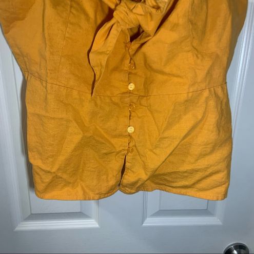 Sofía Jeans by Sofia Vergara Mustard Button Front Blouse Tank 3X