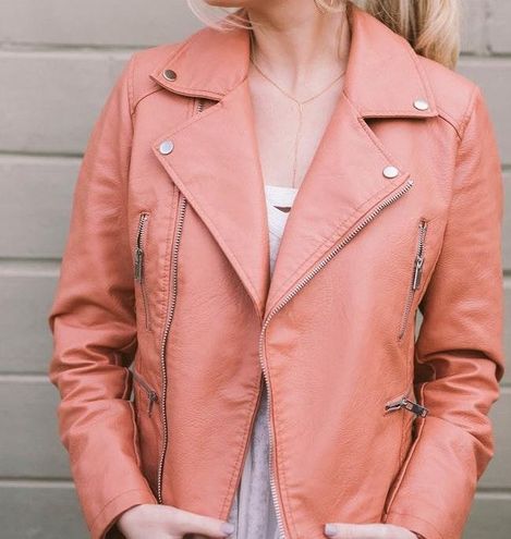 peach leather jacket