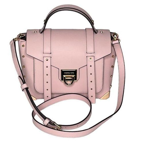 Michael Kors Manhattan Medium Powder blush Pink Leather Satchel Crossbody  Bag