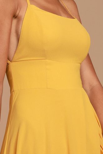 Dreamy Romance Mustard Yellow Backless Maxi Dress