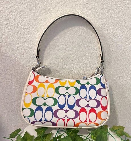 Coach CA176 Teri Shoulder Bag In Rainbow Signature Canvas In