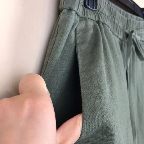 Olive Green Drawstring Waist Pants
