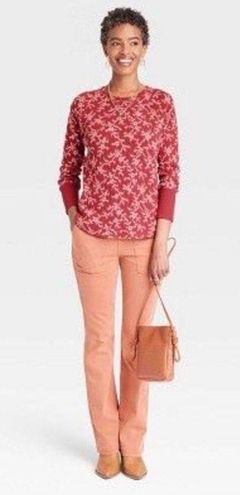 Knox Rose Women's Long Sleeve Thermal Top - Red Floral XL - $15