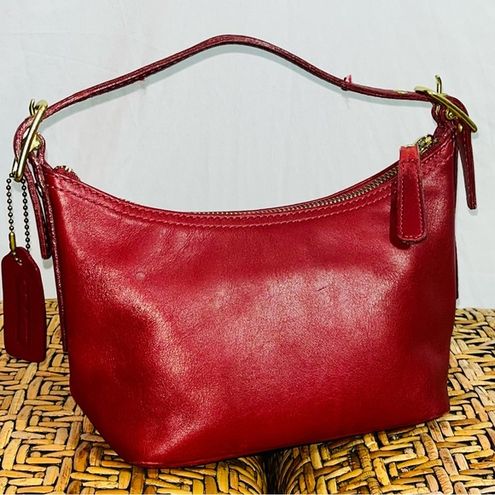 Vintage Red Coach Pochette Leather Bag